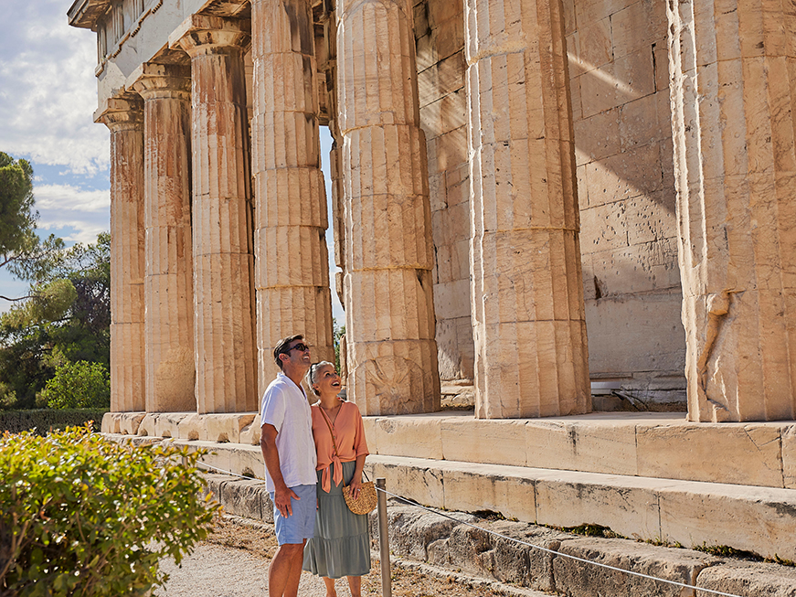 A couple enjoying the sites of Europe.